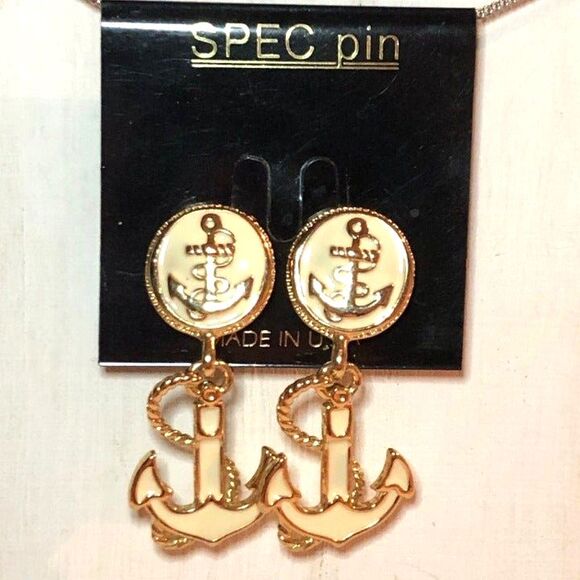 SPEC pin Anchor Enamel Earrings NOC - Picture 1 of 6